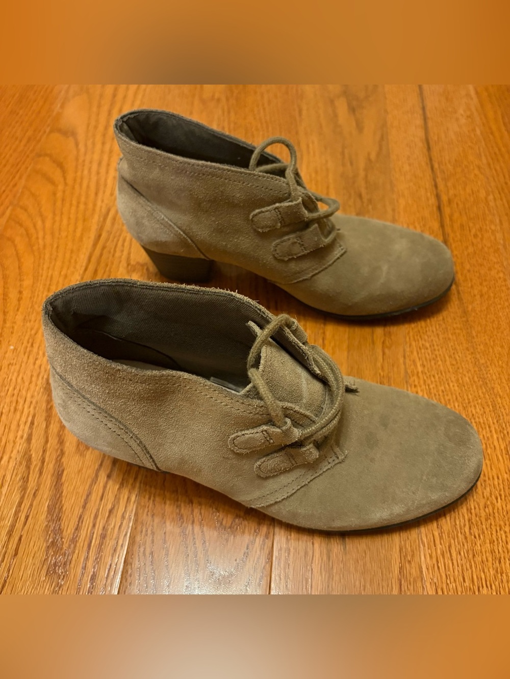 Clarks Valarie Code Suede Wedge Ankle Booties Taupe Women Size 6